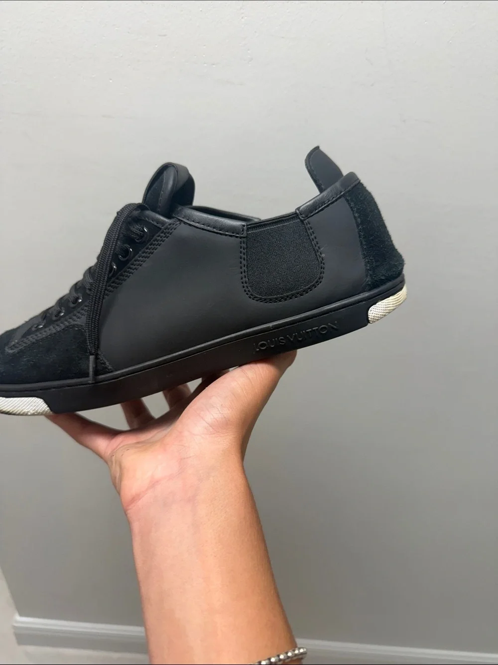 Louis Vuitton Black Suede & Leather Men's Low-Top Sneaker